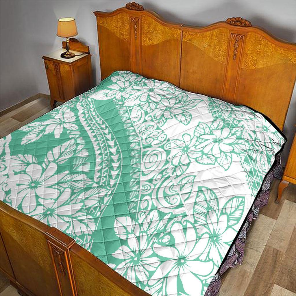 Polynesian Tiare Flower Cyan Pastel Vibes Quilt LT14 - Polynesian Pride