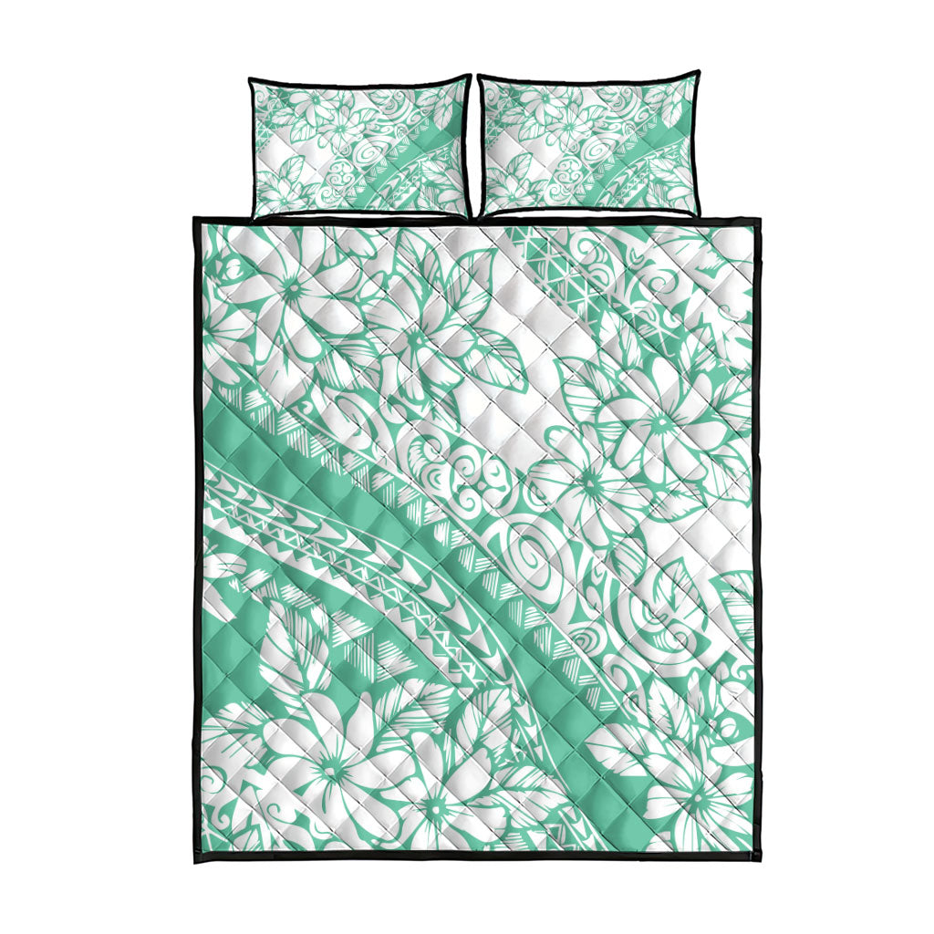Polynesian Tiare Flower Cyan Pastel Vibes Quilt Bed Set LT14 - Polynesian Pride