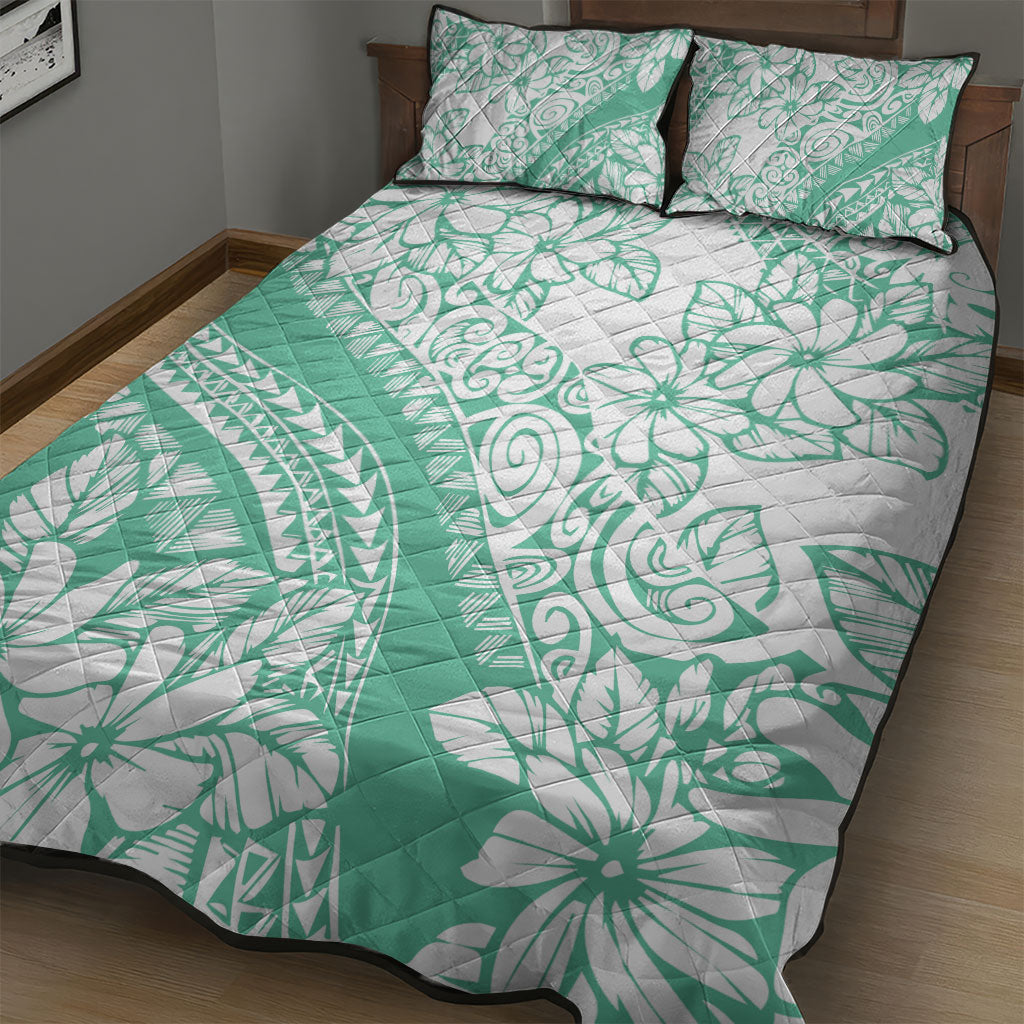 Polynesian Tiare Flower Cyan Pastel Vibes Quilt Bed Set LT14 - Polynesian Pride