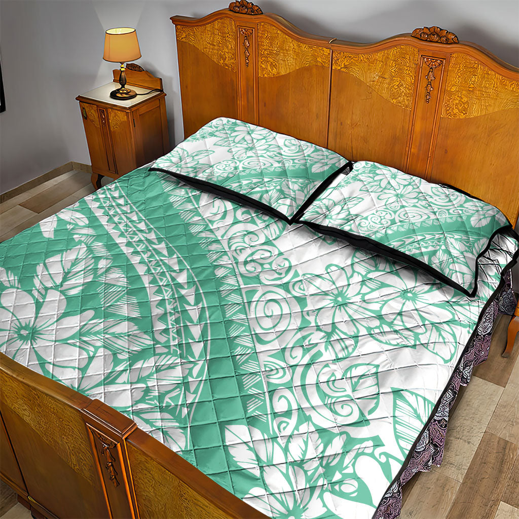 Polynesian Tiare Flower Cyan Pastel Vibes Quilt Bed Set LT14 - Polynesian Pride
