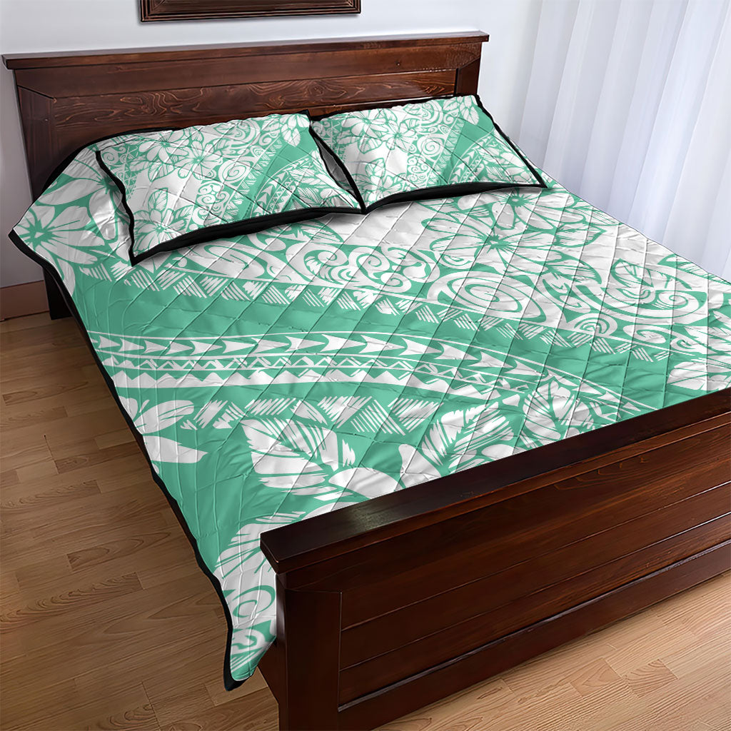 Polynesian Tiare Flower Cyan Pastel Vibes Quilt Bed Set LT14 - Polynesian Pride