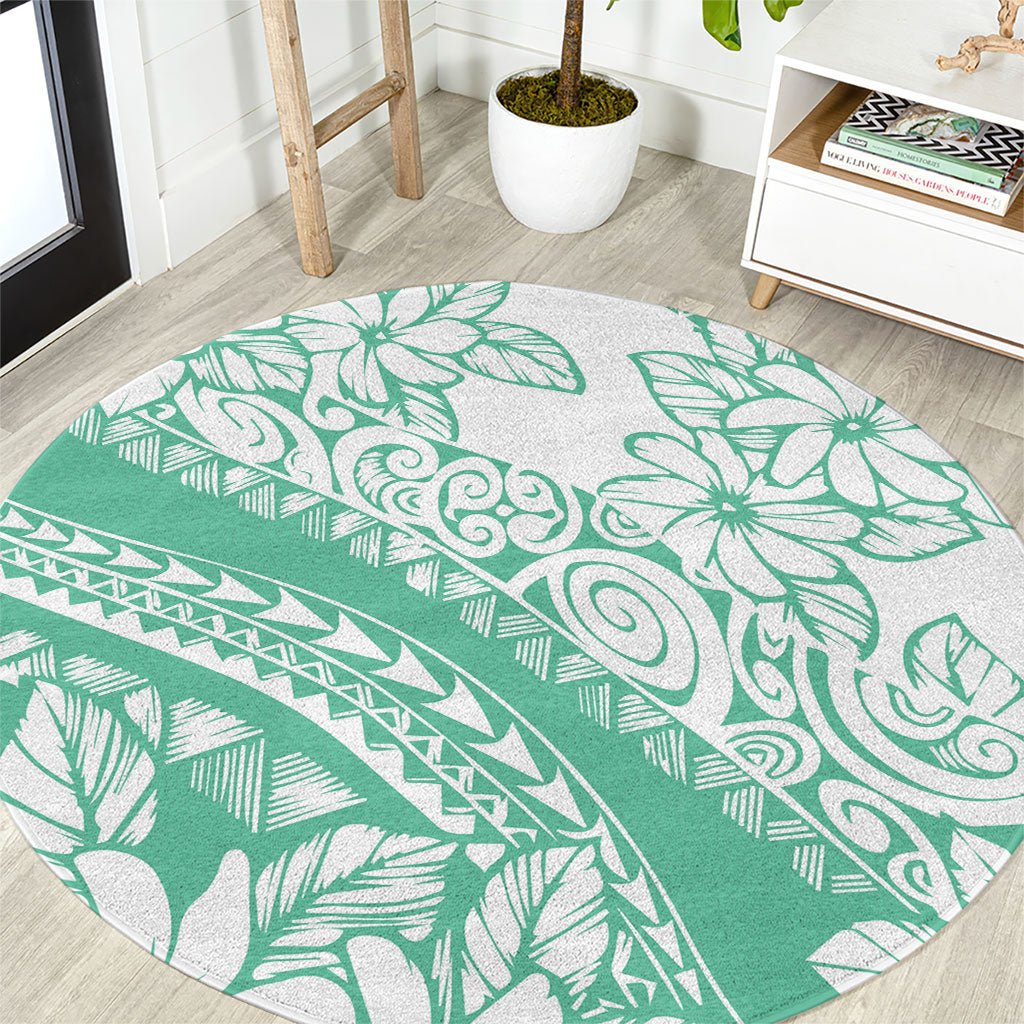 Polynesian Tiare Flower Cyan Pastel Vibes Round Carpet LT14 Cyan - Polynesian Pride