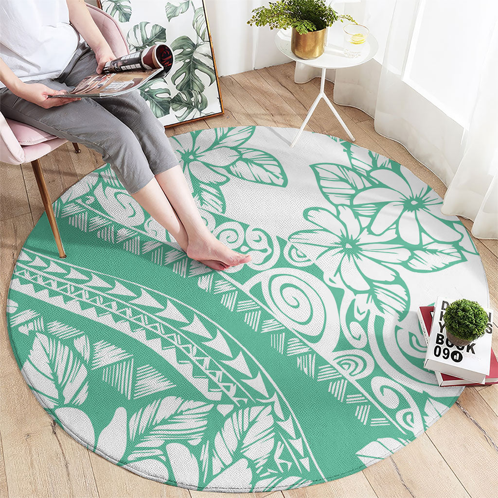 Polynesian Tiare Flower Cyan Pastel Vibes Round Carpet LT14 - Polynesian Pride