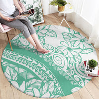Polynesian Tiare Flower Cyan Pastel Vibes Round Carpet LT14 - Polynesian Pride
