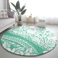 Polynesian Tiare Flower Cyan Pastel Vibes Round Carpet LT14 - Polynesian Pride
