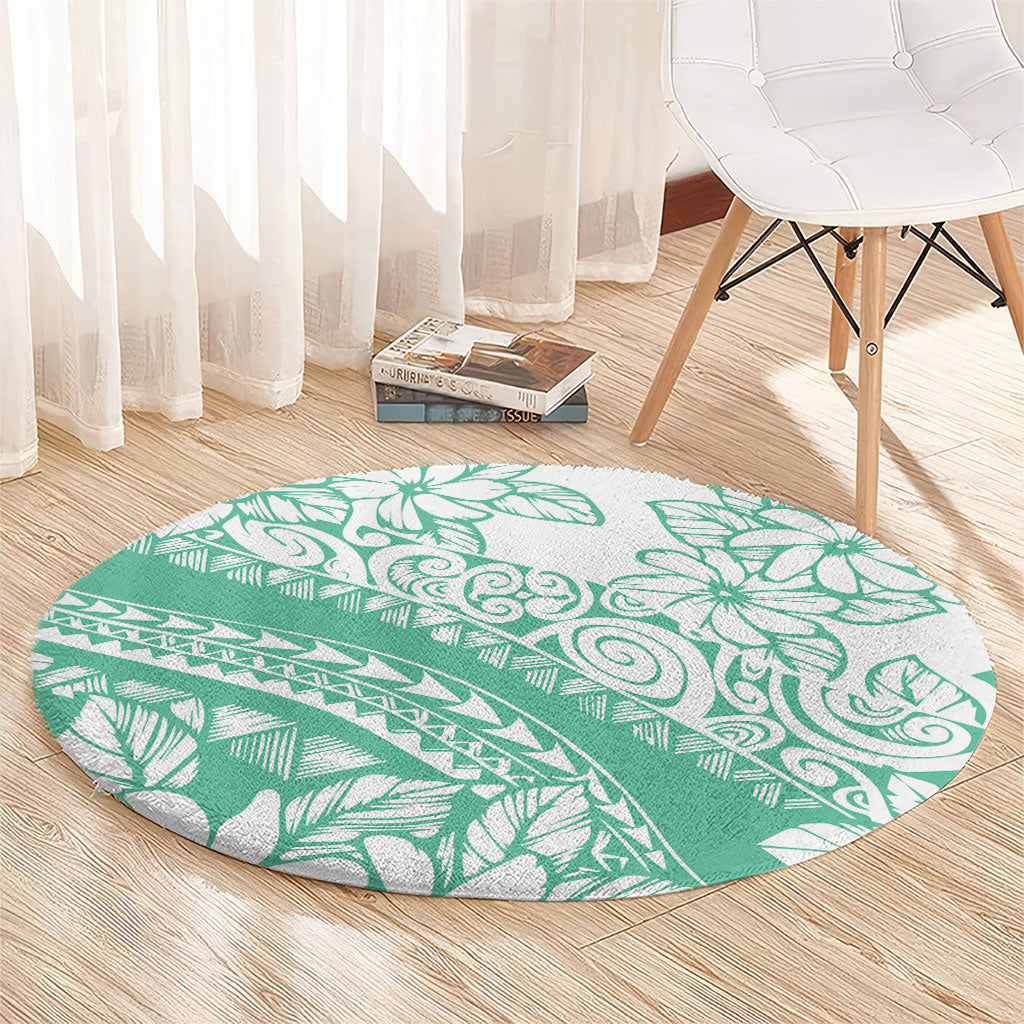 Polynesian Tiare Flower Cyan Pastel Vibes Round Carpet LT14 - Polynesian Pride
