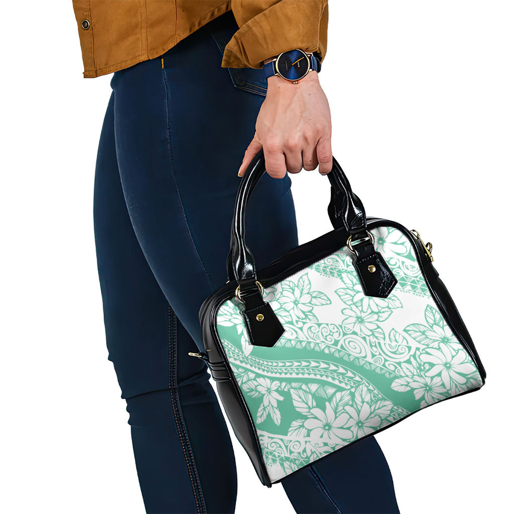 Polynesian Tiare Flower Cyan Pastel Vibes Shoulder Handbag LT14 - Polynesian Pride