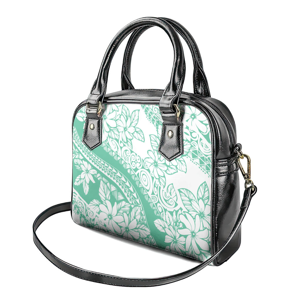 Polynesian Tiare Flower Cyan Pastel Vibes Shoulder Handbag LT14 - Polynesian Pride