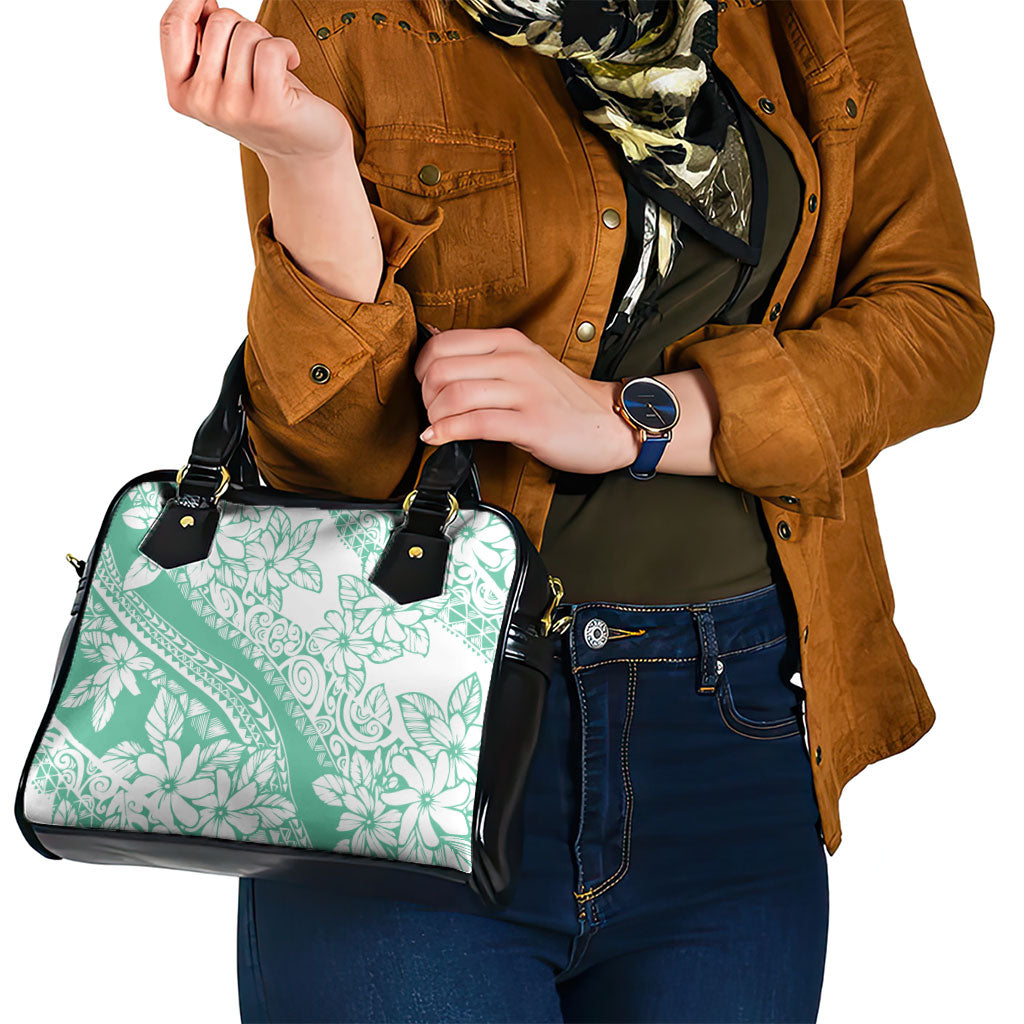 Polynesian Tiare Flower Cyan Pastel Vibes Shoulder Handbag LT14 - Polynesian Pride