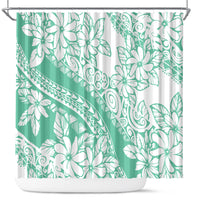 Polynesian Tiare Flower Cyan Pastel Vibes Shower Curtain LT14 Cyan - Polynesian Pride