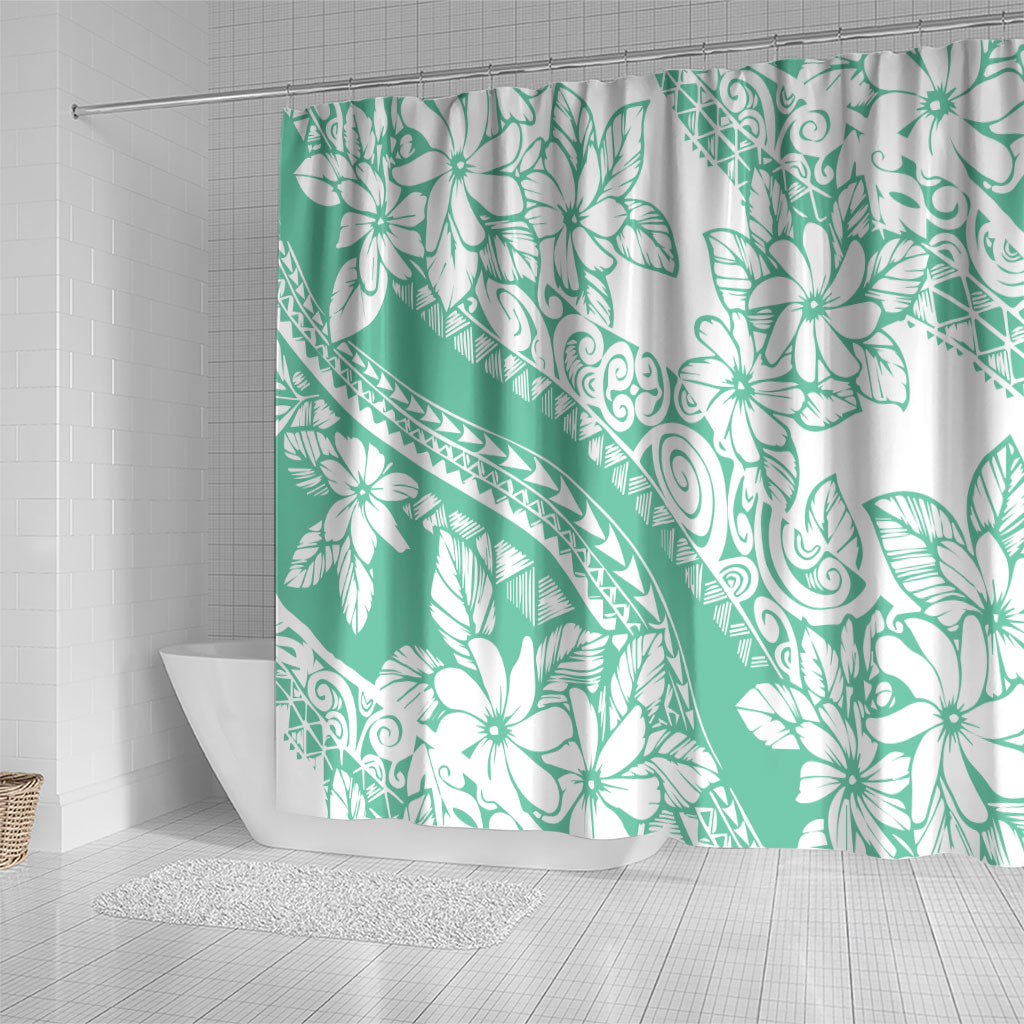 Polynesian Tiare Flower Cyan Pastel Vibes Shower Curtain LT14 - Polynesian Pride