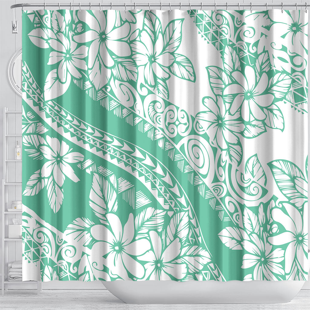 Polynesian Tiare Flower Cyan Pastel Vibes Shower Curtain LT14 - Polynesian Pride