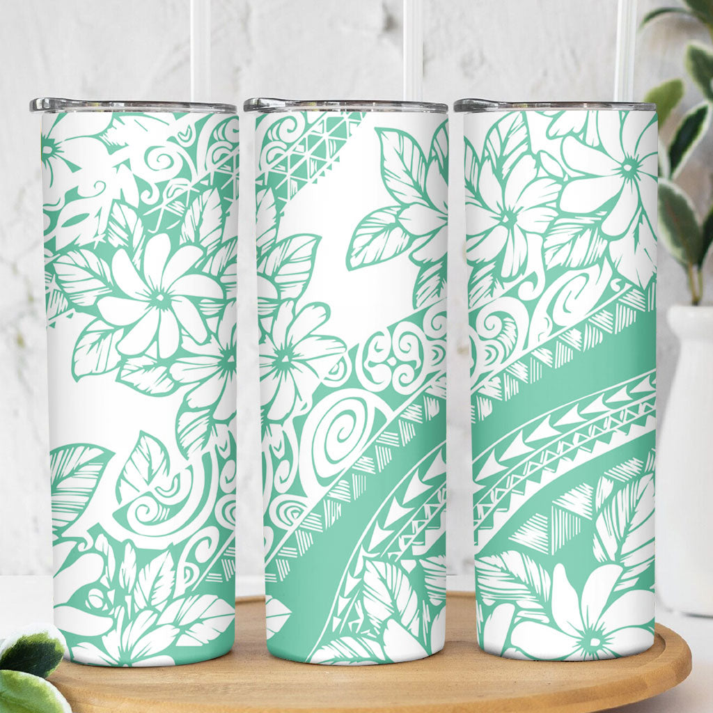 Polynesian Tiare Flower Cyan Pastel Vibes Skinny Tumbler LT14 - Polynesian Pride