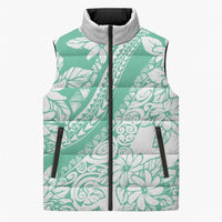 Polynesian Tiare Flower Cyan Pastel Vibes Sleeveless Puffer Jacket LT14 Unisex Cyan - Polynesian Pride