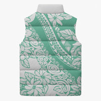 Polynesian Tiare Flower Cyan Pastel Vibes Sleeveless Puffer Jacket LT14 - Polynesian Pride