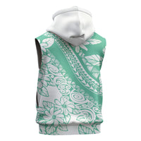 Polynesian Tiare Flower Cyan Pastel Vibes Sleeveless Zip Hoodie LT14 - Polynesian Pride
