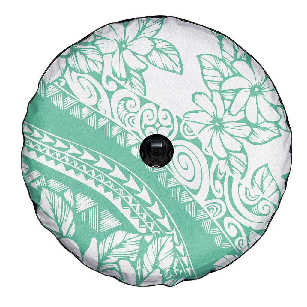 Polynesian Tiare Flower Cyan Pastel Vibes Spare Tire Cover LT14 - Polynesian Pride