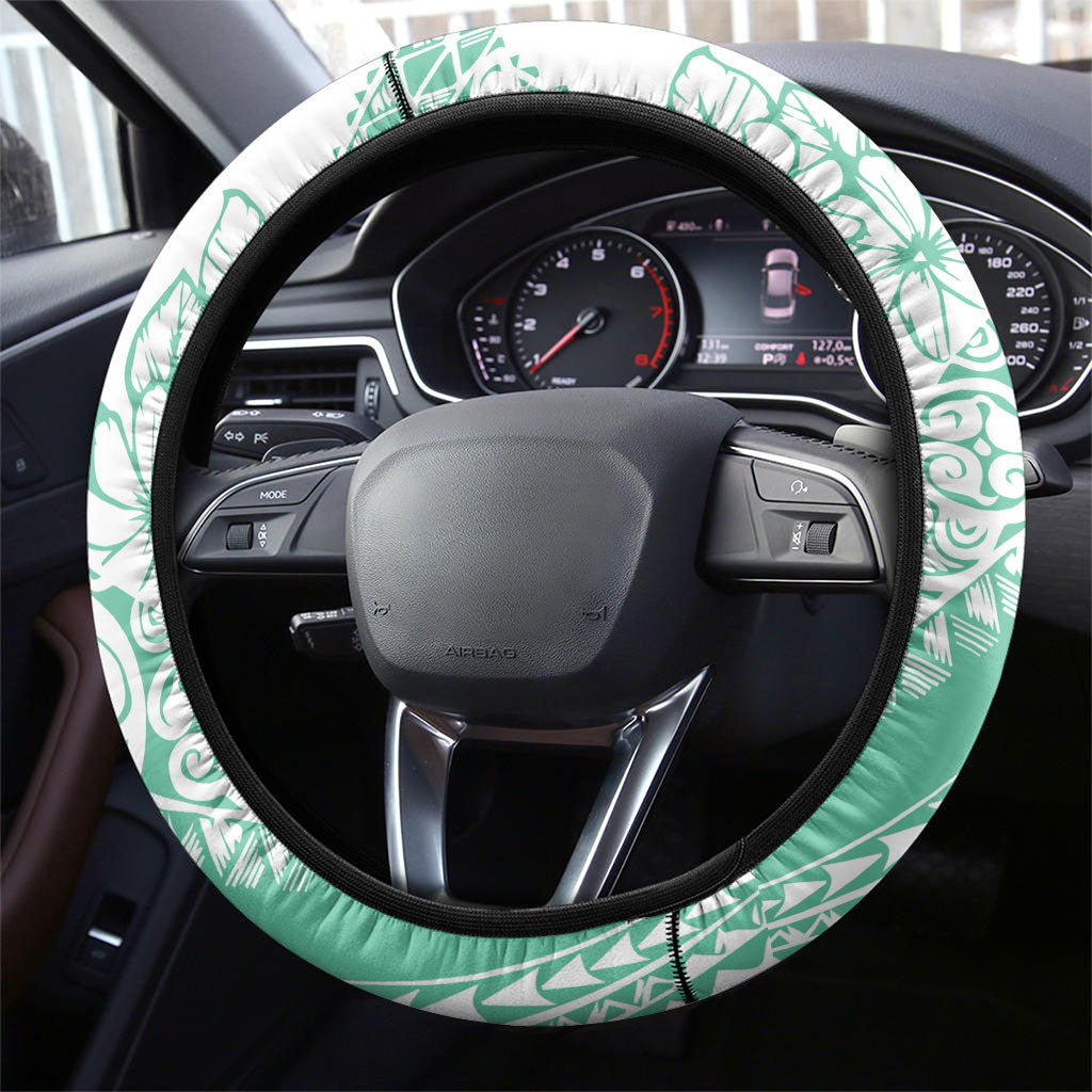 Polynesian Tiare Flower Cyan Pastel Vibes Steering Wheel Cover LT14 - Polynesian Pride