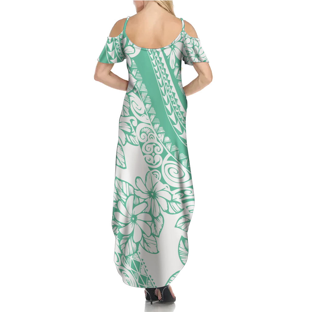 Polynesian Tiare Flower Cyan Pastel Vibes Summer Maxi Dress LT14 - Polynesian Pride
