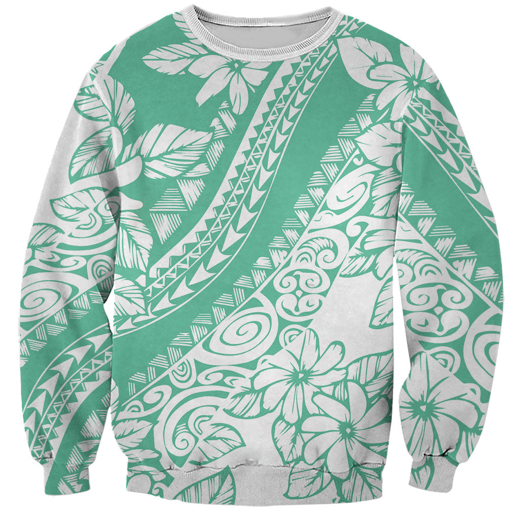 Polynesian Tiare Flower Cyan Pastel Vibes Sweatshirt LT14 Unisex Cyan - Polynesian Pride