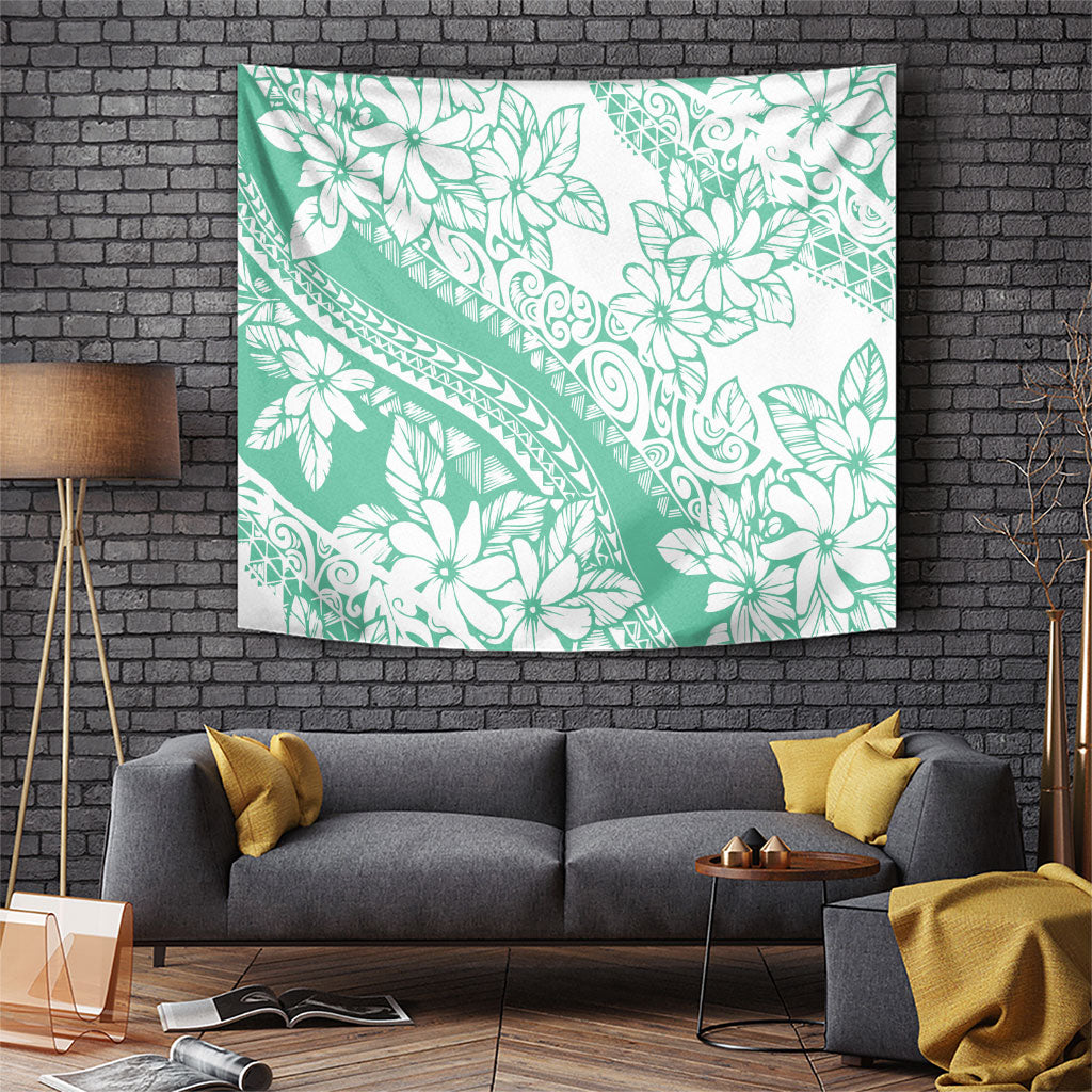 Polynesian Tiare Flower Cyan Pastel Vibes Tapestry LT14 Cyan - Polynesian Pride
