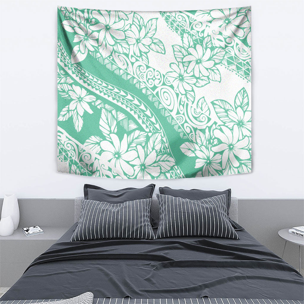 Polynesian Tiare Flower Cyan Pastel Vibes Tapestry LT14 - Polynesian Pride