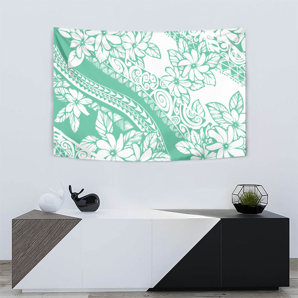 Polynesian Tiare Flower Cyan Pastel Vibes Tapestry LT14 - Polynesian Pride