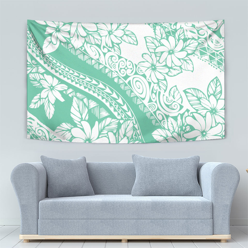 Polynesian Tiare Flower Cyan Pastel Vibes Tapestry LT14 - Polynesian Pride