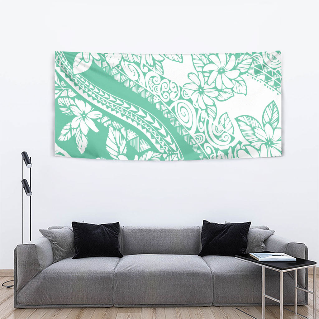 Polynesian Tiare Flower Cyan Pastel Vibes Tapestry LT14 - Polynesian Pride