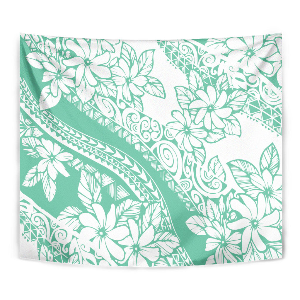 Polynesian Tiare Flower Cyan Pastel Vibes Tapestry LT14 - Polynesian Pride