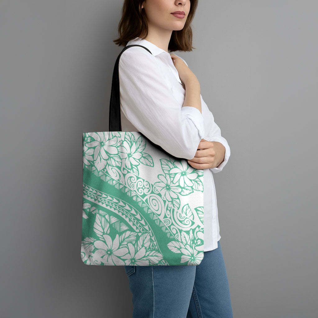 Polynesian Tiare Flower Cyan Pastel Vibes Tote Bag LT14 - Polynesian Pride