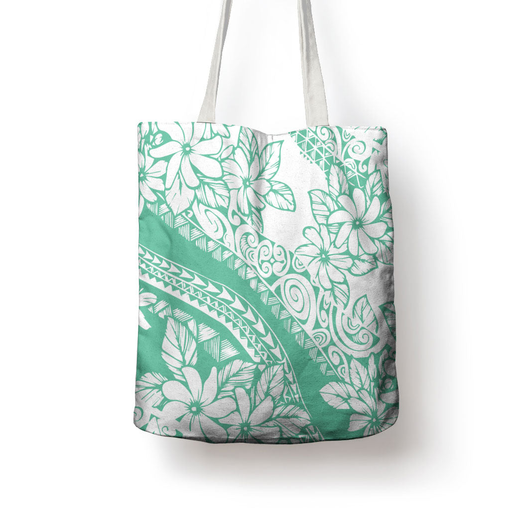 Polynesian Tiare Flower Cyan Pastel Vibes Tote Bag LT14 - Polynesian Pride