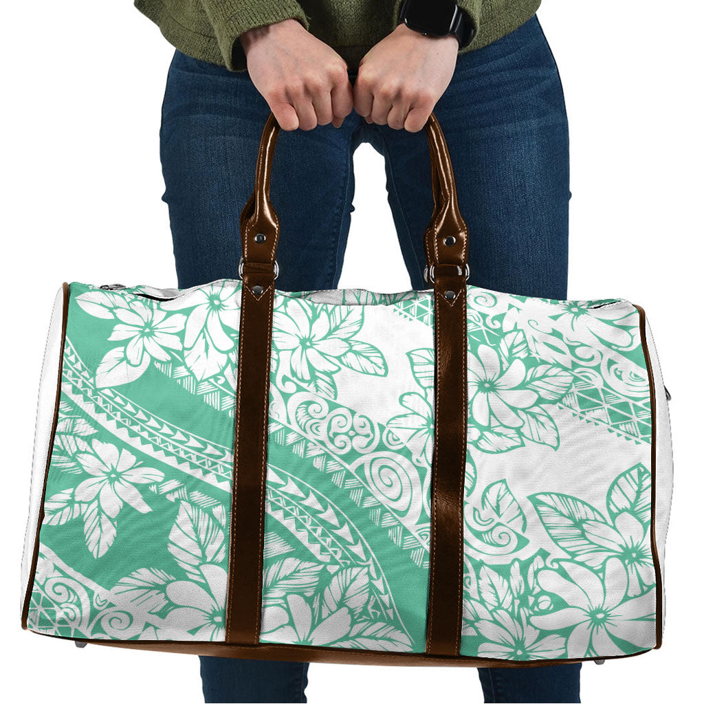 Polynesian Tiare Flower Cyan Pastel Vibes Travel Bag LT14 Cyan - Polynesian Pride