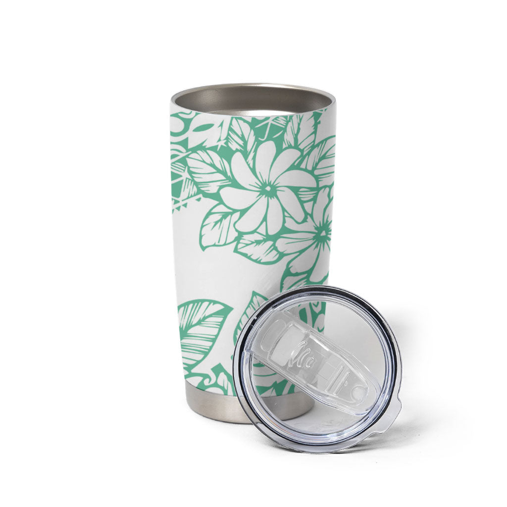 Polynesian Tiare Flower Cyan Pastel Vibes Tumbler Cup LT14 - Polynesian Pride