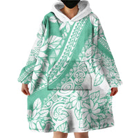 Polynesian Tiare Flower Cyan Pastel Vibes Wearable Blanket Hoodie