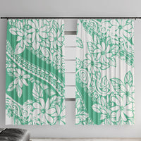 Polynesian Tiare Flower Cyan Pastel Vibes Window Curtain LT14 With Hooks Cyan - Polynesian Pride