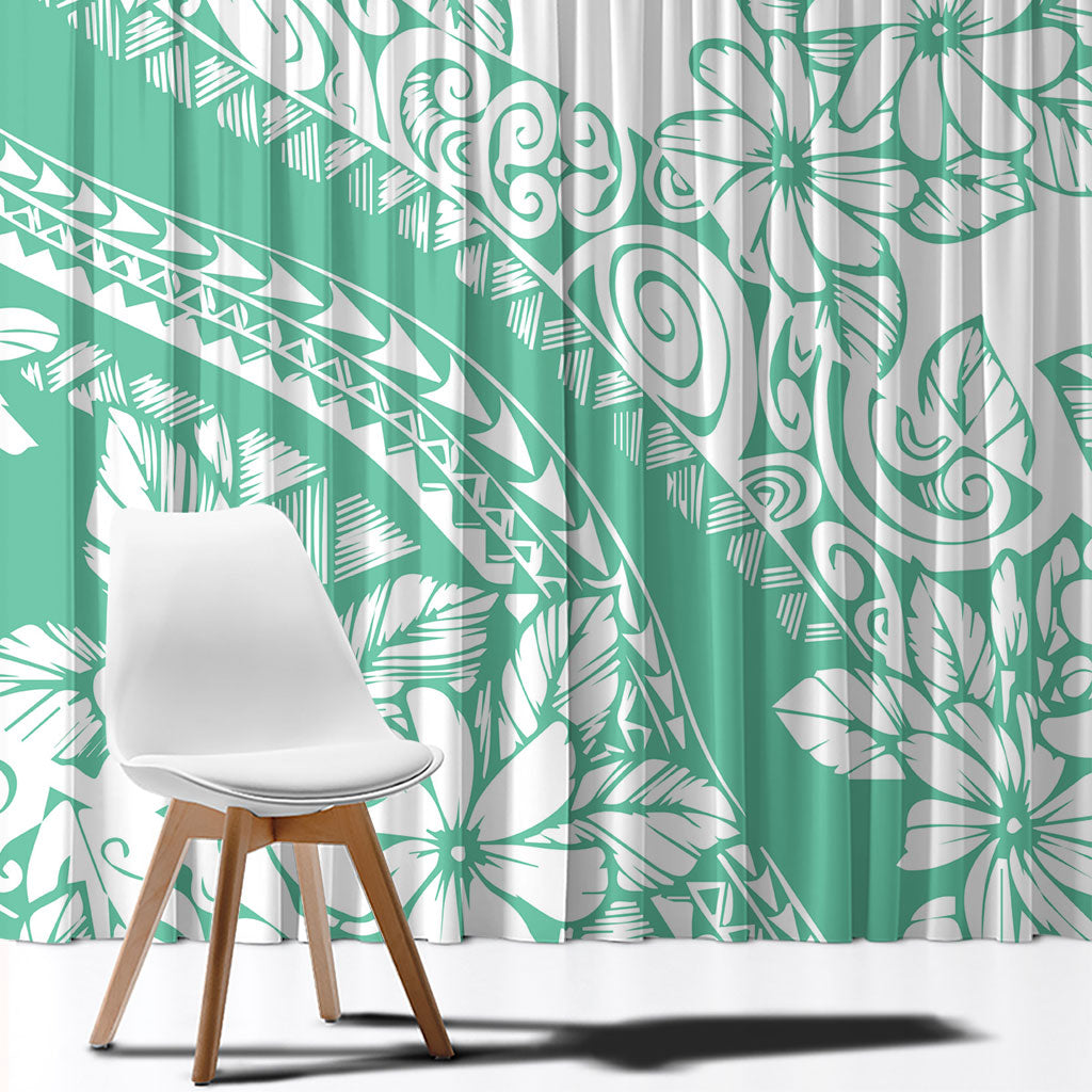 Polynesian Tiare Flower Cyan Pastel Vibes Window Curtain LT14 - Polynesian Pride