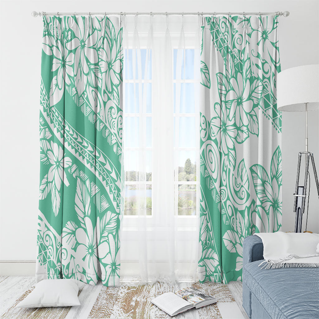 Polynesian Tiare Flower Cyan Pastel Vibes Window Curtain LT14 - Polynesian Pride