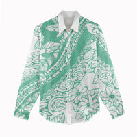 Polynesian Tiare Flower Cyan Pastel Vibes Women Casual Shirt