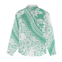 Polynesian Tiare Flower Cyan Pastel Vibes Women Casual Shirt