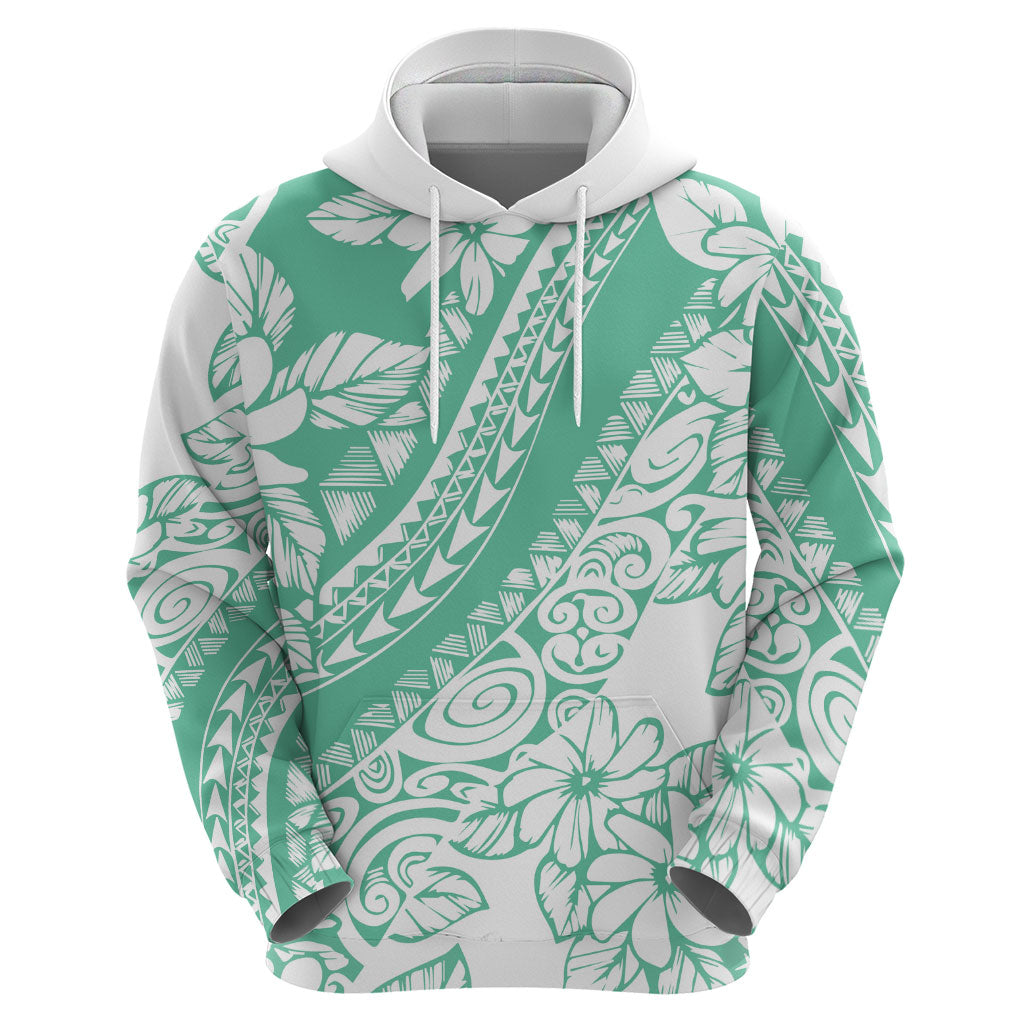 Polynesian Tiare Flower Cyan Pastel Vibes Zip Hoodie LT14 - Polynesian Pride