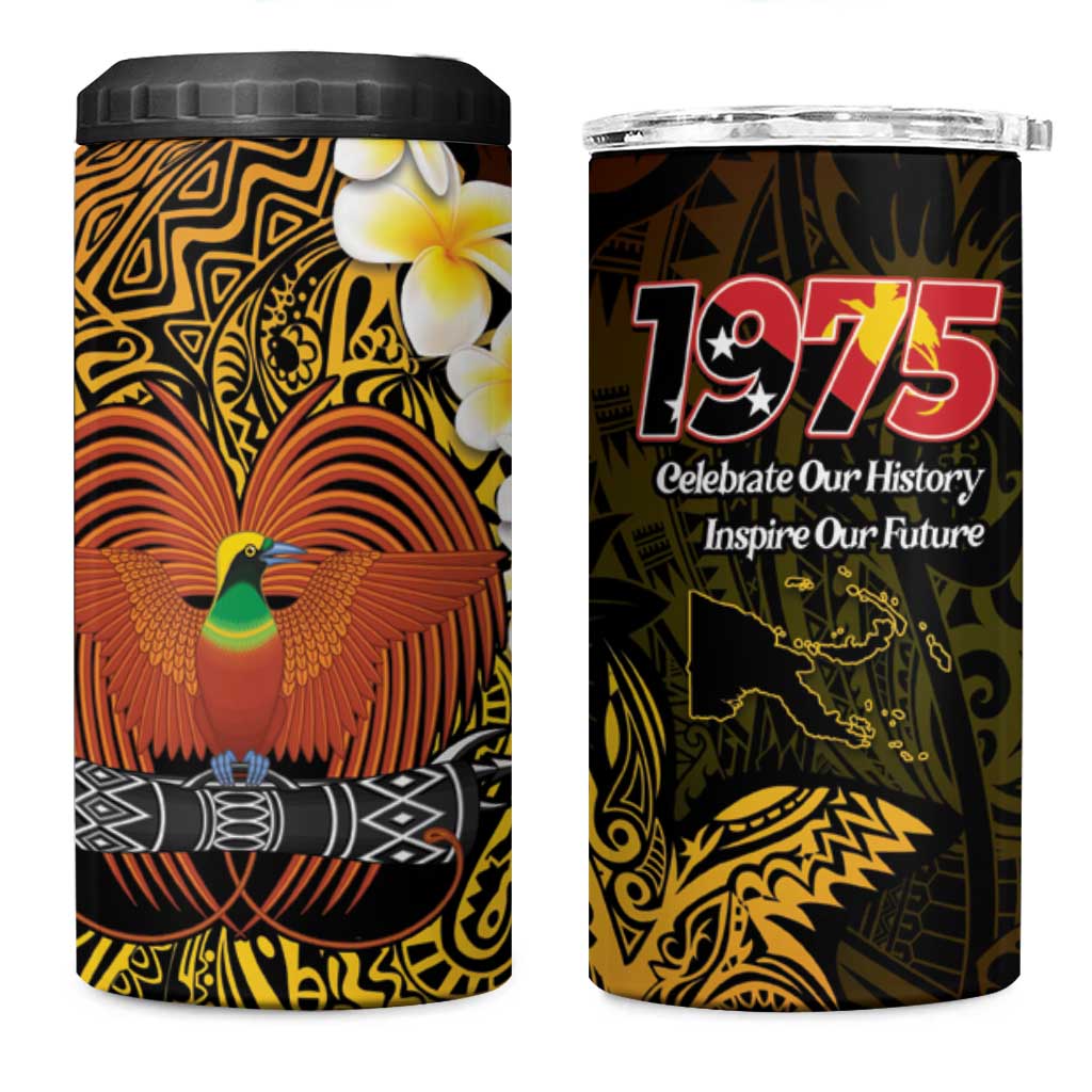 Papua New Guinea 1975 4 in 1 Can Cooler Tumbler Create Our History Inspire Our Future LT14 One Size: 16 oz Black - Polynesian Pride