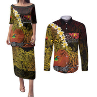 Papua New Guinea 1975 Couples Matching Puletasi and Long Sleeve Button Shirt Create Our History Inspire Our Future LT14 Black - Polynesian Pride