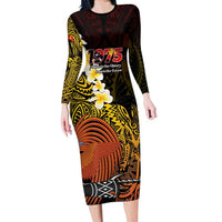 Papua New Guinea 1975 Family Matching Long Sleeve Bodycon Dress and Hawaiian Shirt Create Our History Inspire Our Future - Polynesian Pride