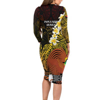 Papua New Guinea 1975 Family Matching Long Sleeve Bodycon Dress and Hawaiian Shirt Create Our History Inspire Our Future - Polynesian Pride
