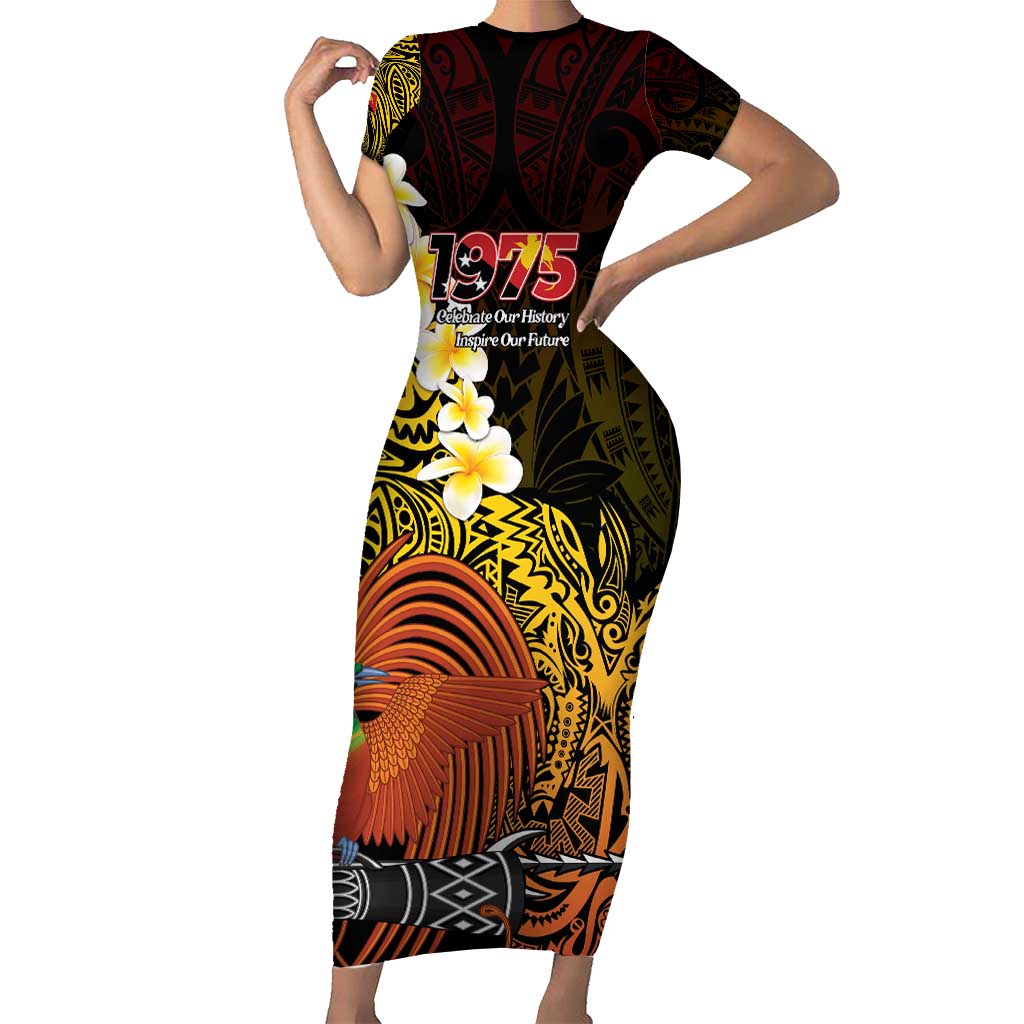 Papua New Guinea 1975 Family Matching Short Sleeve Bodycon Dress and Hawaiian Shirt Create Our History Inspire Our Future - Polynesian Pride