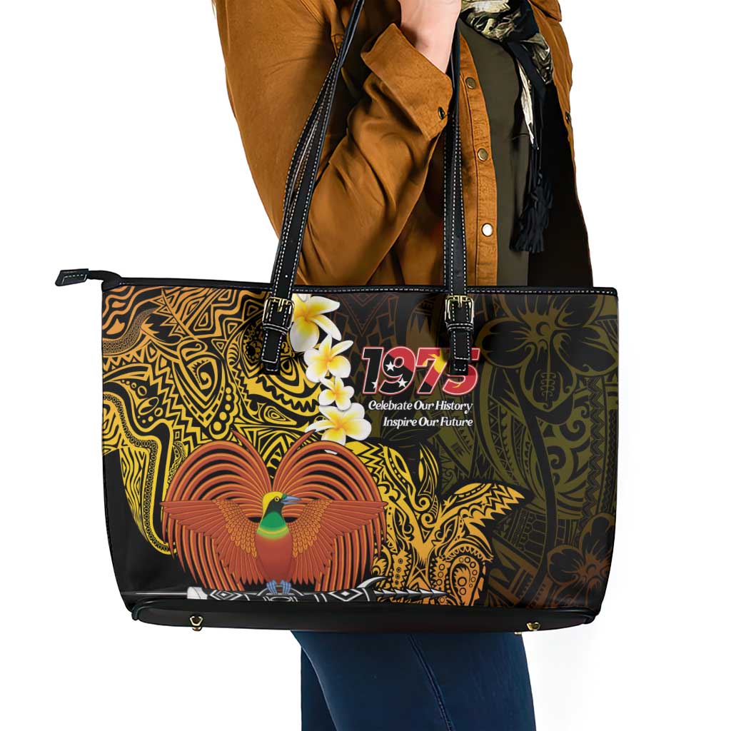 Papua New Guinea 1975 Leather Tote Bag Create Our History Inspire Our Future - Polynesian Pride