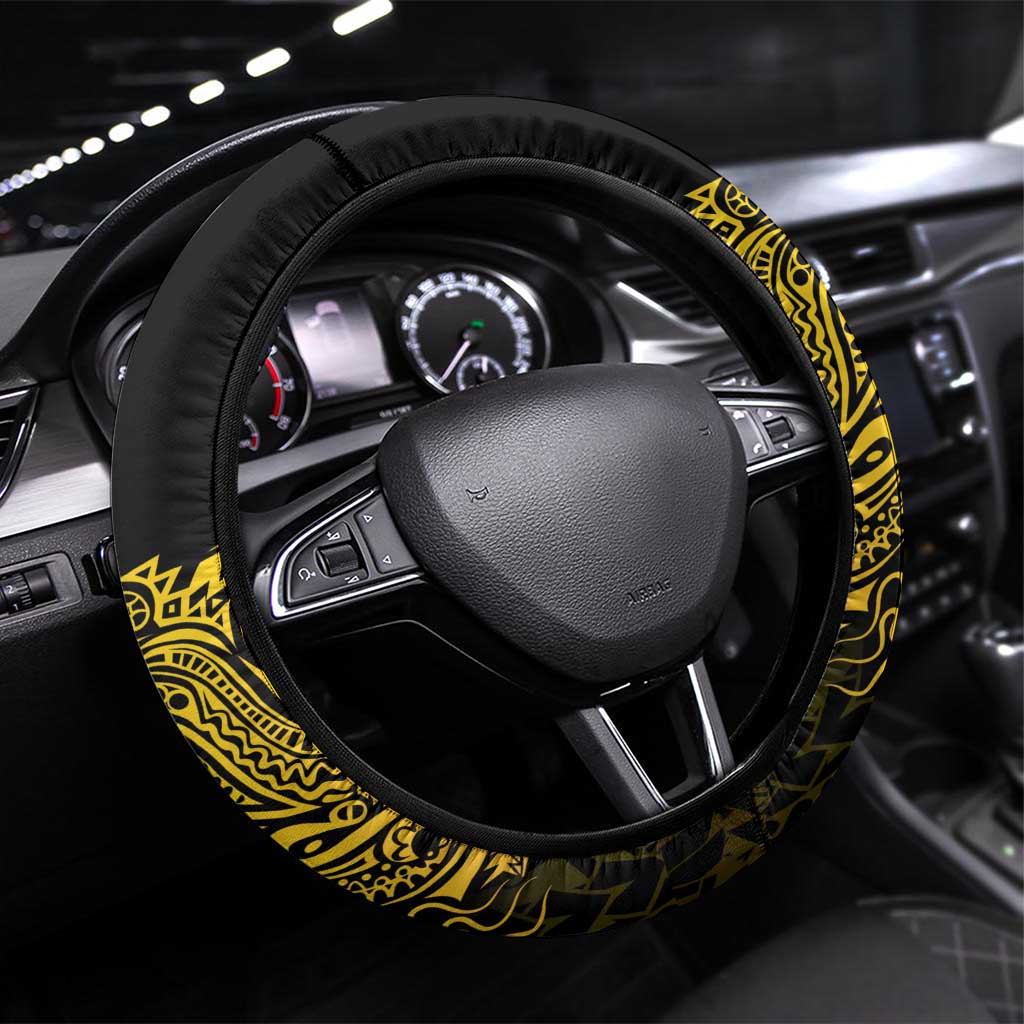 Papua New Guinea 1975 Steering Wheel Cover Create Our History Inspire Our Future LT14 Universal Fit Black - Polynesian Pride