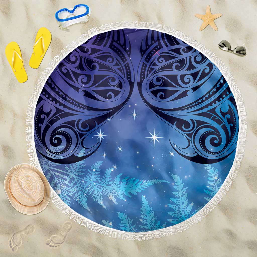 New Zealand Matariki Beach Blanket Aotearoa Maori New Year Galaxy Maori Silver Fern