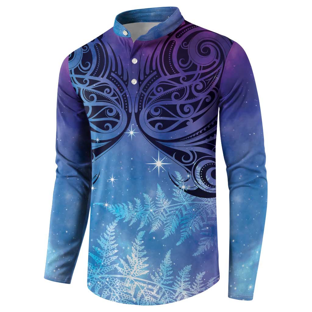 New Zealand Matariki Button Sweatshirt Aotearoa Maori New Year Galaxy Maori Silver Fern